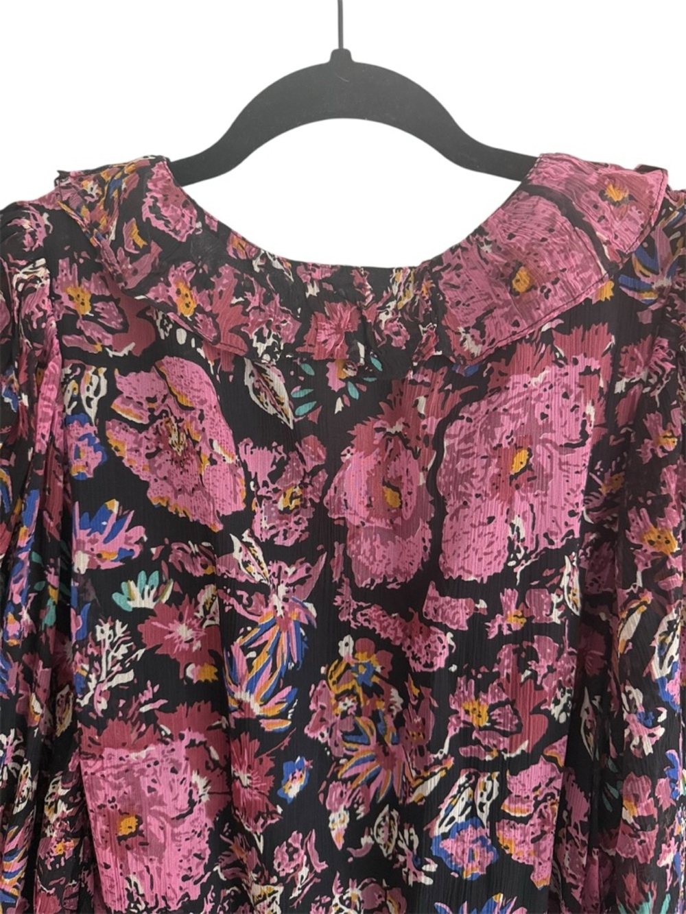Cleobella Plum Floral V-Neck Long Sleeve Mini Dress - Picture 8 of 8